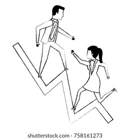 businesspeople with statistic arrow avatars characters