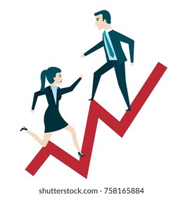 businesspeople with statistic arrow avatars characters