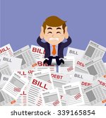Businesspeople stressed and worried with a lot of bill 