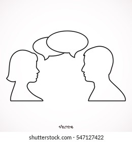 Businesspeople talking with bubble signs. Vector illustration Icon Isolated on White Background.