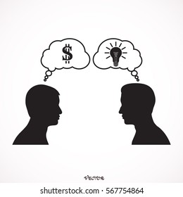 Businesspeople talking with bubble signs. Vector illustration Icon Isolated on White Background.