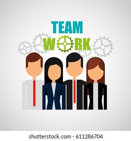 businesspeople teamwork avatars characters icon vector illustration design