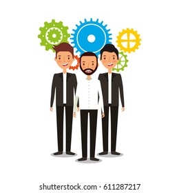 businesspeople teamwork avatars characters icon vector illustration design