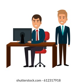 Businesspeople in training process