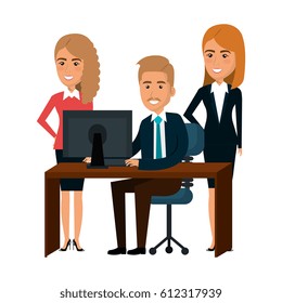 Businesspeople in training process