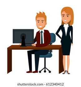 Businesspeople in training process