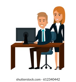 Businesspeople in training process