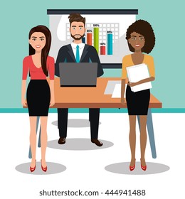 businesspeople in training process  isolated icon design, vector illustration  graphic 