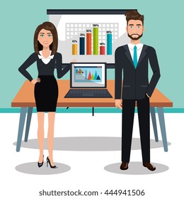businesspeople in training process  isolated icon design, vector illustration  graphic 