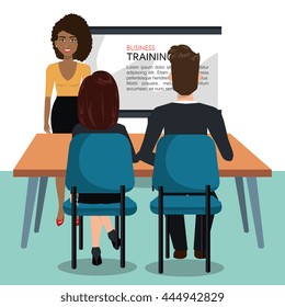 businesspeople in training process  isolated icon design, vector illustration  graphic 