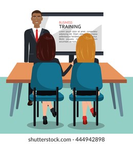 businesspeople in training process  isolated icon design, vector illustration  graphic 