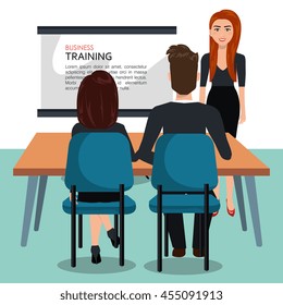 businesspeople in training process vector illustration
