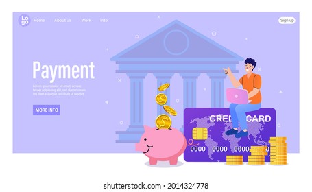 Businesspeople using credit card online shopping payment money transaction. Online Shopping or E-commerce. Financial Transaction. Cartoon Vector Illustration.