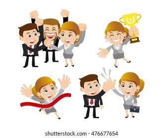 Businesspeople in victory, celebration  and partnership concept