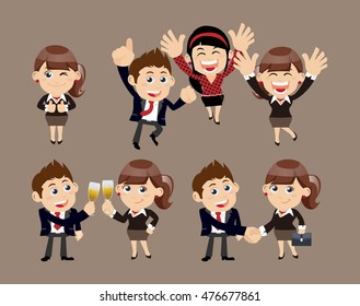 Businesspeople in victory, celebration  and partnership concept