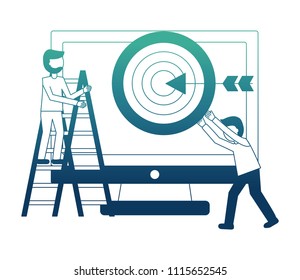 businesspeople work teamwork computer target