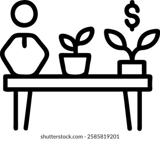 Businessperson analyzing green financial data on a glossy desk with plants concept as Businessperson reviewing green financial data on laptop set on a glossy desk adorned with indoor plants symbolizin