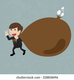 businessperson carrying a full money sack 