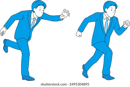 Businessperson chasing and running away (male) illustration