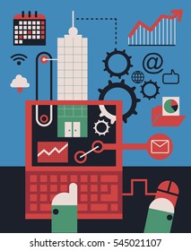 A businessperson control his corporation through his computer