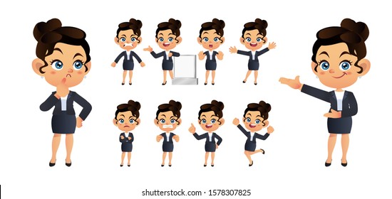 Businessperson with different poses. vector