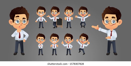 Businessperson with different poses. vector