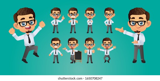 Businessperson with different poses. vector