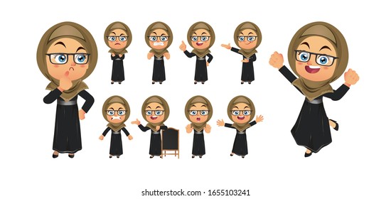 Businessperson with different poses. vector