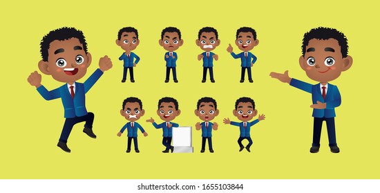 Businessperson with different poses. vector