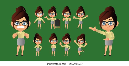 Businessperson with different poses. vector