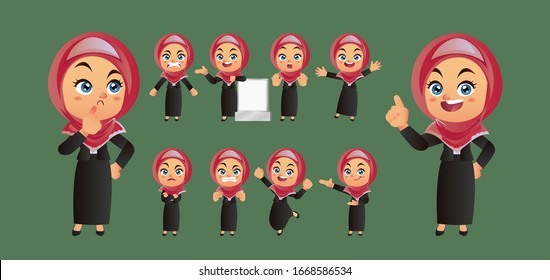 Businessperson with different poses. vector