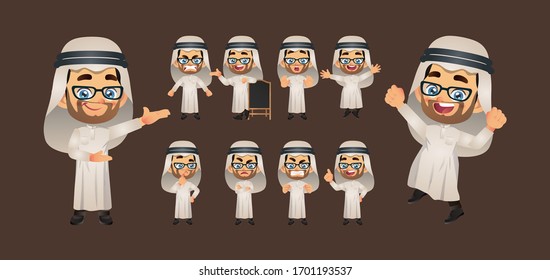 Empresario con diferentes poses. vectorial