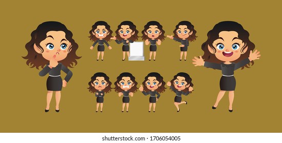 Businessperson with different poses. vector