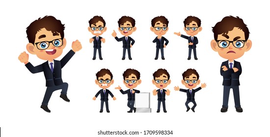 Businessperson with different poses. vector