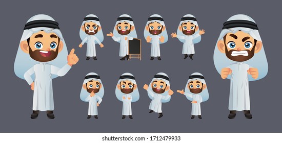 Geschäftsmann mit unterschiedlichen Posen. Vektorillustration