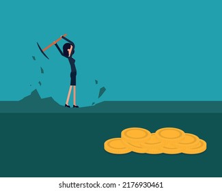 Businessperson digging for mining. Digging for treasure
