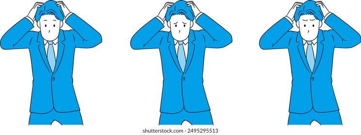 Businessperson holding their head in distress (male) illustration