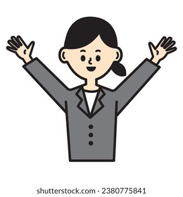 Businessperson hooray pose Work Female Upper Body Smile Rejoice Illustration