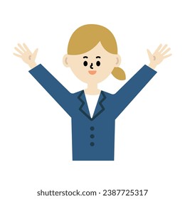 Businessperson hooray pose Work Female Upper Body Smile Rejoice Illustration