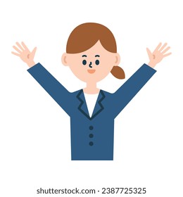 Businessperson hooray pose Work Female Upper Body Smile Rejoice Illustration