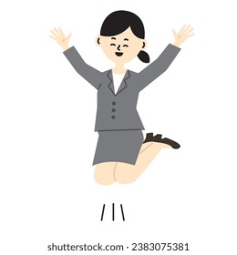 Businessperson hooray pose Work Woman Jump Smile Rejoice Illustration