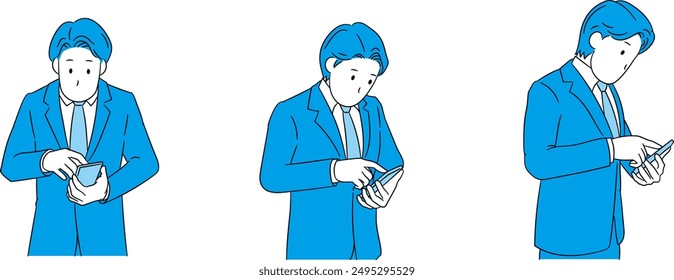 Businessperson operating a smartphone (male) illustration