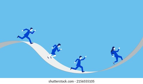 Businessperson running on the winding road,flat illustration,vector