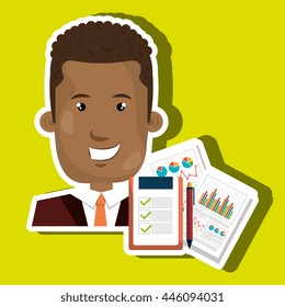 businessperson with statistic graph isolated icon design, vector illustration  graphic 