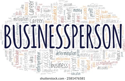 Businessperson word cloud conceptual design isolated on white background.