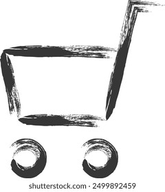 Business-related brush-drawn single item illustration shopping cart