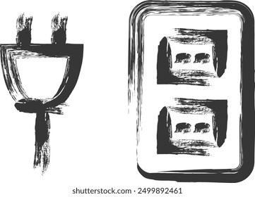 Business-related brush-drawn single item illustration outlet plug