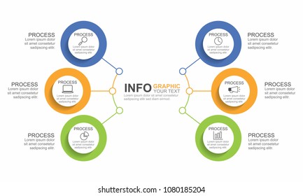 Businesss infographic circle shape six option, process or step for presentation