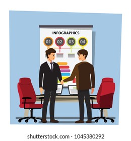 businesss and office concept - two businessmen shaking hands,Vector illustration cartoon character