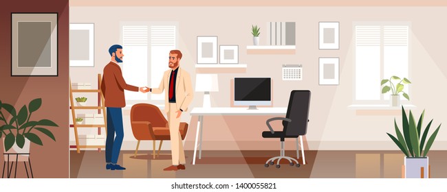 Businesss and office concept - two businessmen shaking hands,Vector illustration flat cartoon character 